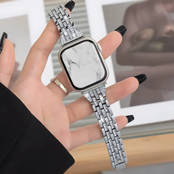Crystal Metal Serisi – Apple Watch Taşlı Çelik Kordon