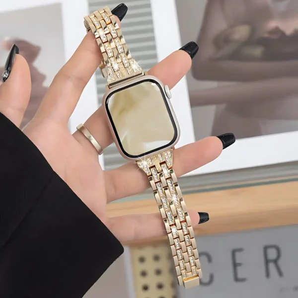 Crystal Metal Serisi – Apple Watch Taşlı Çelik Kordon