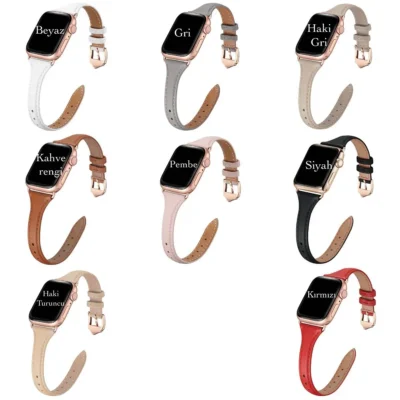 İnce Rosegold Serisi – Apple Watch Deri Kordon