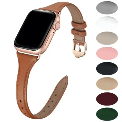 İnce Rosegold Serisi – Apple Watch Deri Kordon