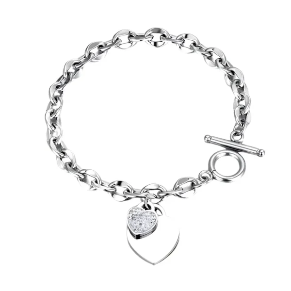Kalpli Bileklik Çelik Charm - Gümüş Renk